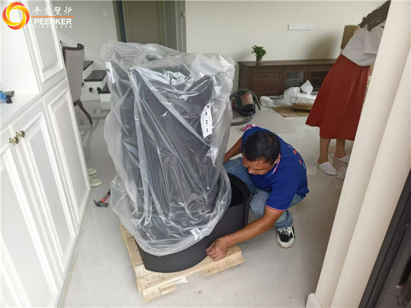 鞍山鳴月苑別墅丹麥Aduro A9.1進(jìn)口壁爐安裝.jpg